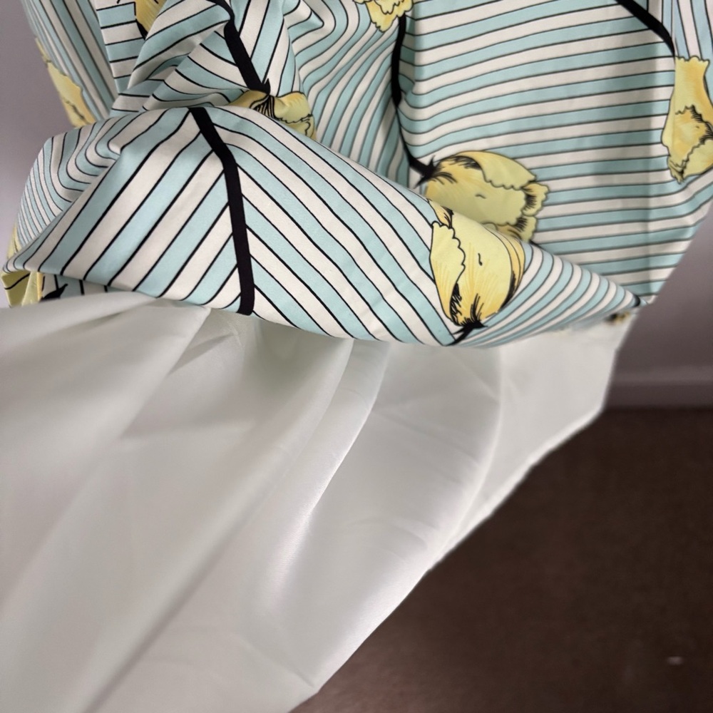 Talbot's Spring Tulip Blue/White Stripe Fit & Flare Cocktail Dress Size 10 - Picture 11 of 12